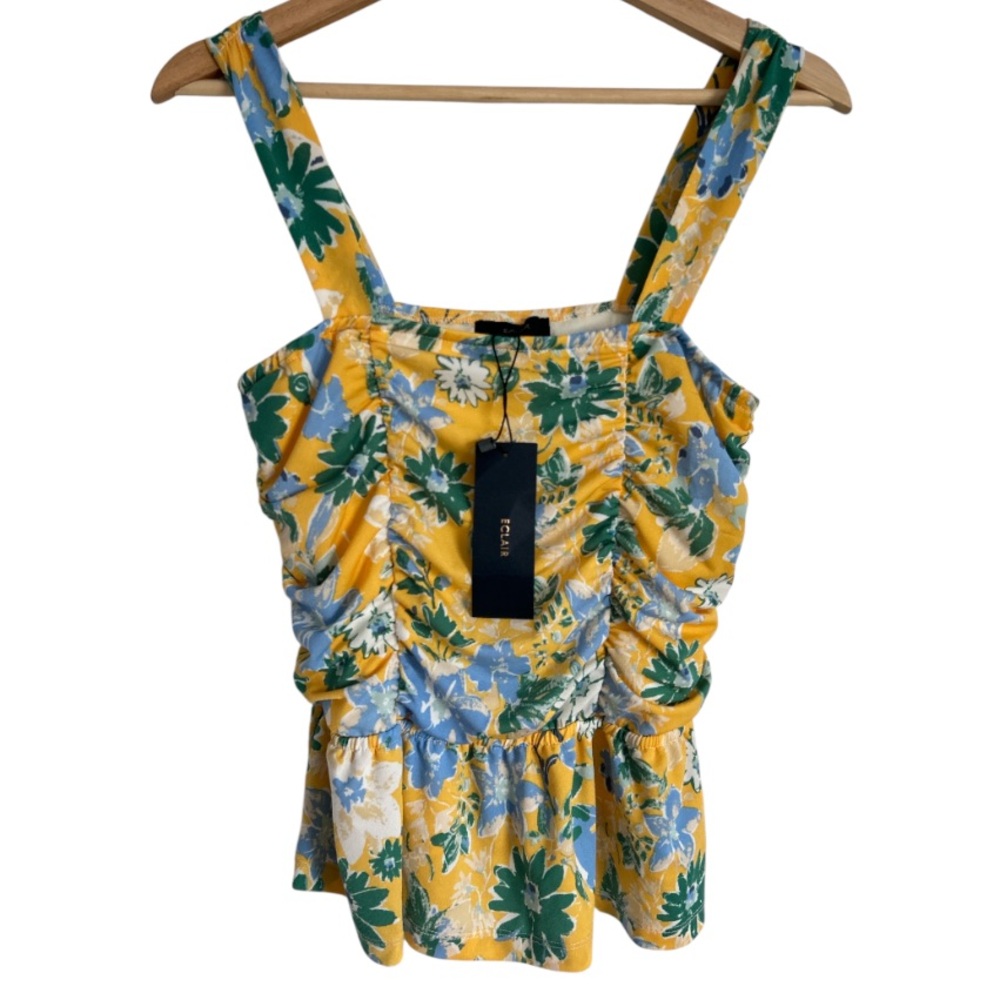 4/$20 Eclair Floral Yellow And Blue Women's Tank Top Size Small New With Tag